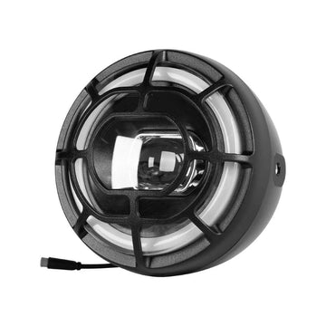 VIGOR Retro Round LED E-Bike Headlight with Integrated Horn & Protective Grille
